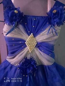 Blue &amp; White Girls' Party Dress