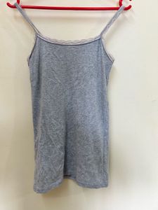 Gray Tank Top with Lace Trim