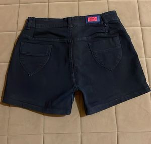 Classic Black Denim Shorts