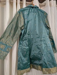 Elegant Teal Brocade Jacket