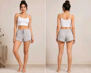primark Gray Striped Pajama Shorts