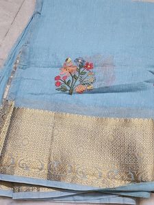 Banarasi Cotton Saree With Stiched Blouse