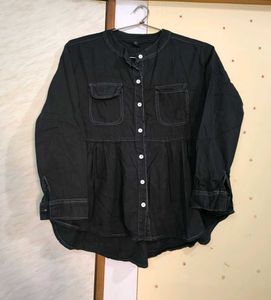 Stylish Denim Black Top 🎩