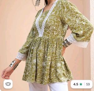 Olive Green Floral Print Dress