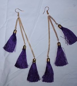 Purple Tassel Drop Earrings