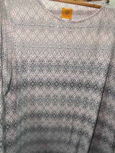 Grey Printed Tunic with Sequins
