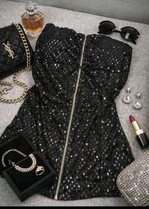 Sparkly Black Strapless top