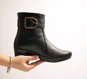 Stylish Black Ankle Boots with Buckle