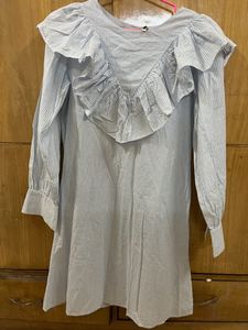 Frilled Blue And White Summer Dress