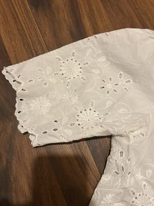 White Embroidered Wrap Top
