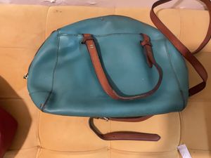 Stylish Teal Leather Satchel Handbag