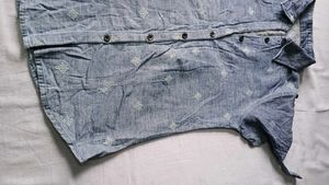 Blue Denim Style Short Sleeve Shirt