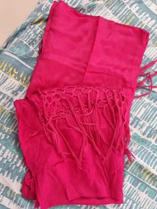 Vibrant Pink scarfs with Fringe pack of 2