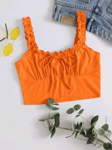 Cute Orange Ruffle Crop Top