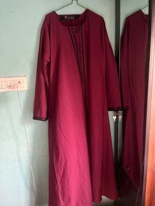 maroon abaya with cut dana work