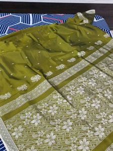 Elegant Olive Green Saree Good Condition