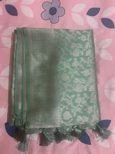 Elegant Mint Green Saree with Intricate Weave