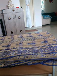 Elegant Beige &amp; Blue Saree