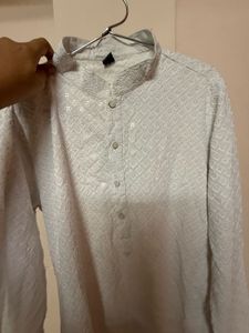 Men's White Chikankari Kurta
