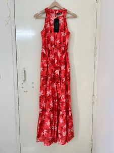Women Red Floral Maxi Dress