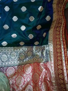 Peacock Blue Dual Tone Banarasi Saree