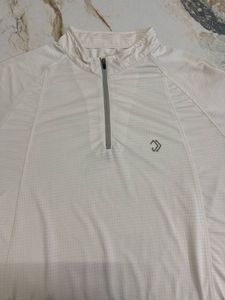 Men's White Half-Zip Pullover Top