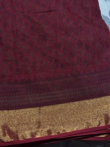 trendy Maroon Gold Border saree