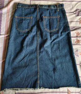 Denim A-Line Midi Skirt