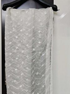 Elegant White Embroidered Dupatta