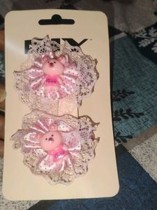 Cute Pink Teddy Bear Hair Clips
