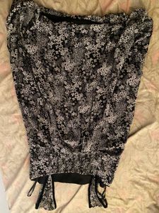 Floral Print Black and White Top