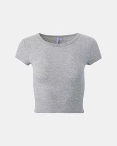 Ribbed Grey Cropped T-Shirt
