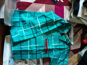 kids Teal Plaid Button-Up Shirt