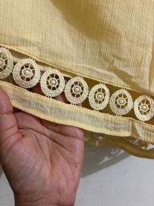 Light Yellow Crochet Trim Shorts