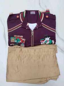 Kids Cartoon Print Jacket and Pants Set
