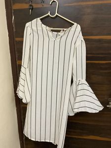 Striped Flared Sleeve Dress