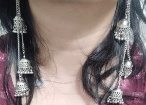Boho Silver Jhumka Earrings