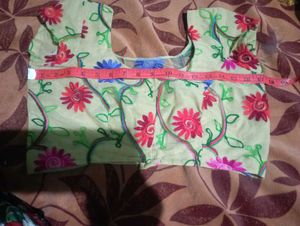 Embroidered Floral Blouse princess cut