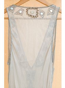 Sheer Flapper Beaded Beige Dress