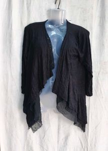Black Open Front Cardigan