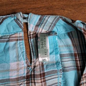 👕 | Chic Blue Plaid Long Sleeve Tunic Top