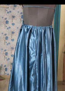 Elegant Blue Satin Maxi Dress