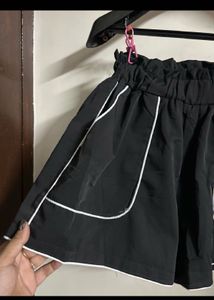 Black Elastic Waist Shorts