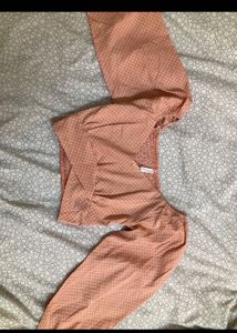 Peach Polka Dot Crop Top
