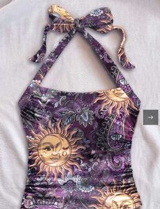 Boho Sun and Moon Print Bikini Top