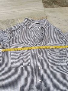 Striped Button-Down Shirt with Pockets
