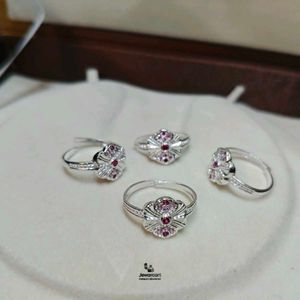 Sparkling Pure Silver Toe Rings - Set of one pair