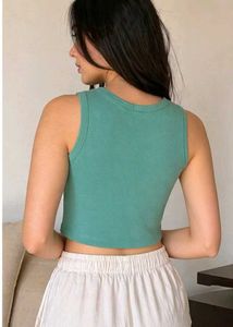 Teal Cropped Ribbed Tank Top