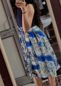 Beautiful Blue Print Midi Dress