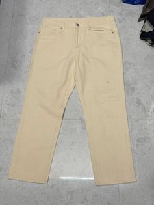 Unisex Light Beige Straight Jeans